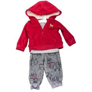 Carter’s NWT Baby 6 Mo Christmas Winter 3 Piece Sweatshirt LS Bodysuit &…